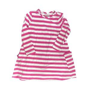 Hannah Andersson Girls Size 6-7 120 CM Pink Striped Long Sleeve Dress *blemishes